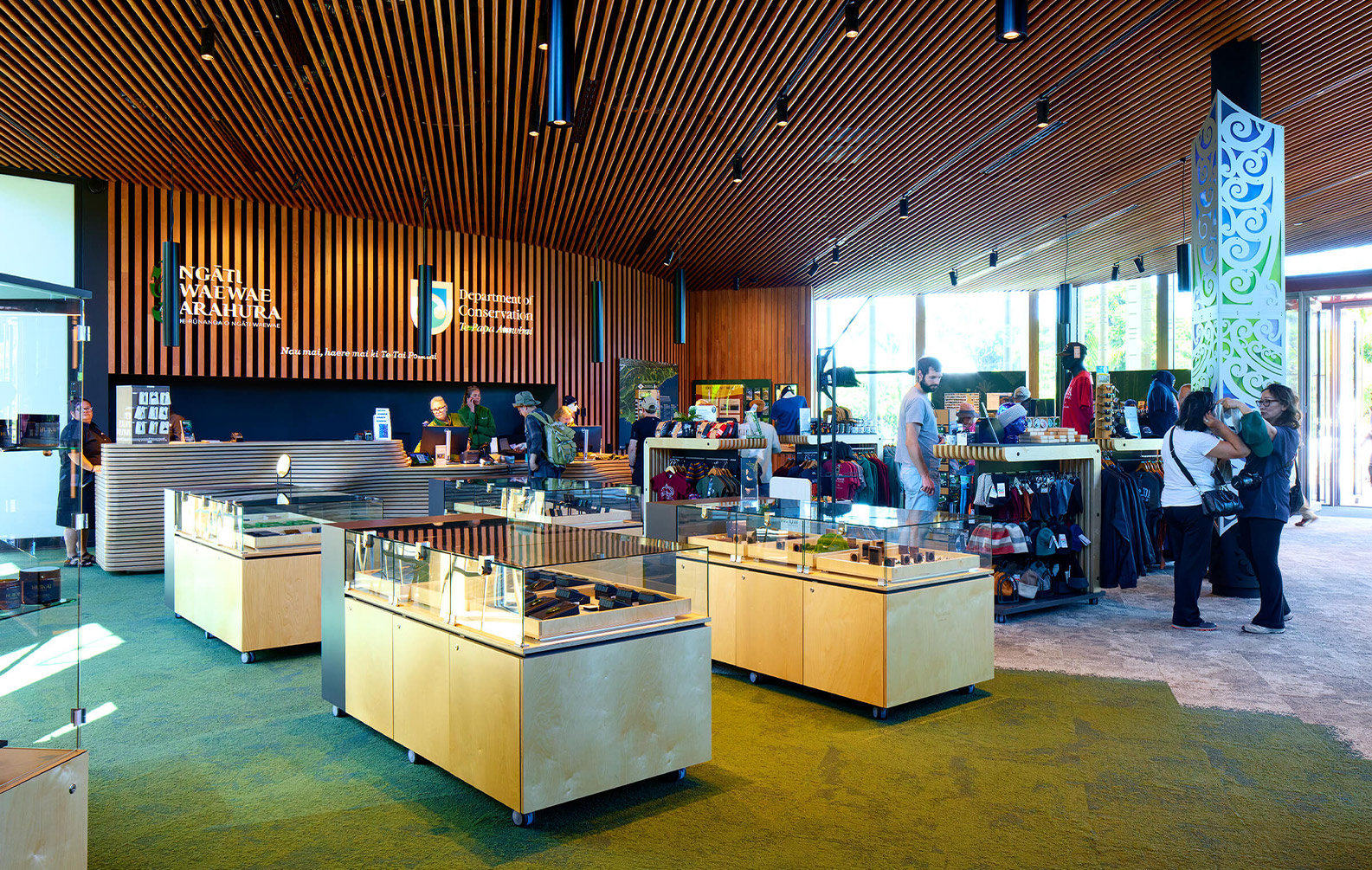 Sculptform feature ceiling at the Paparoa Visitor Centre at Dolomite Point
