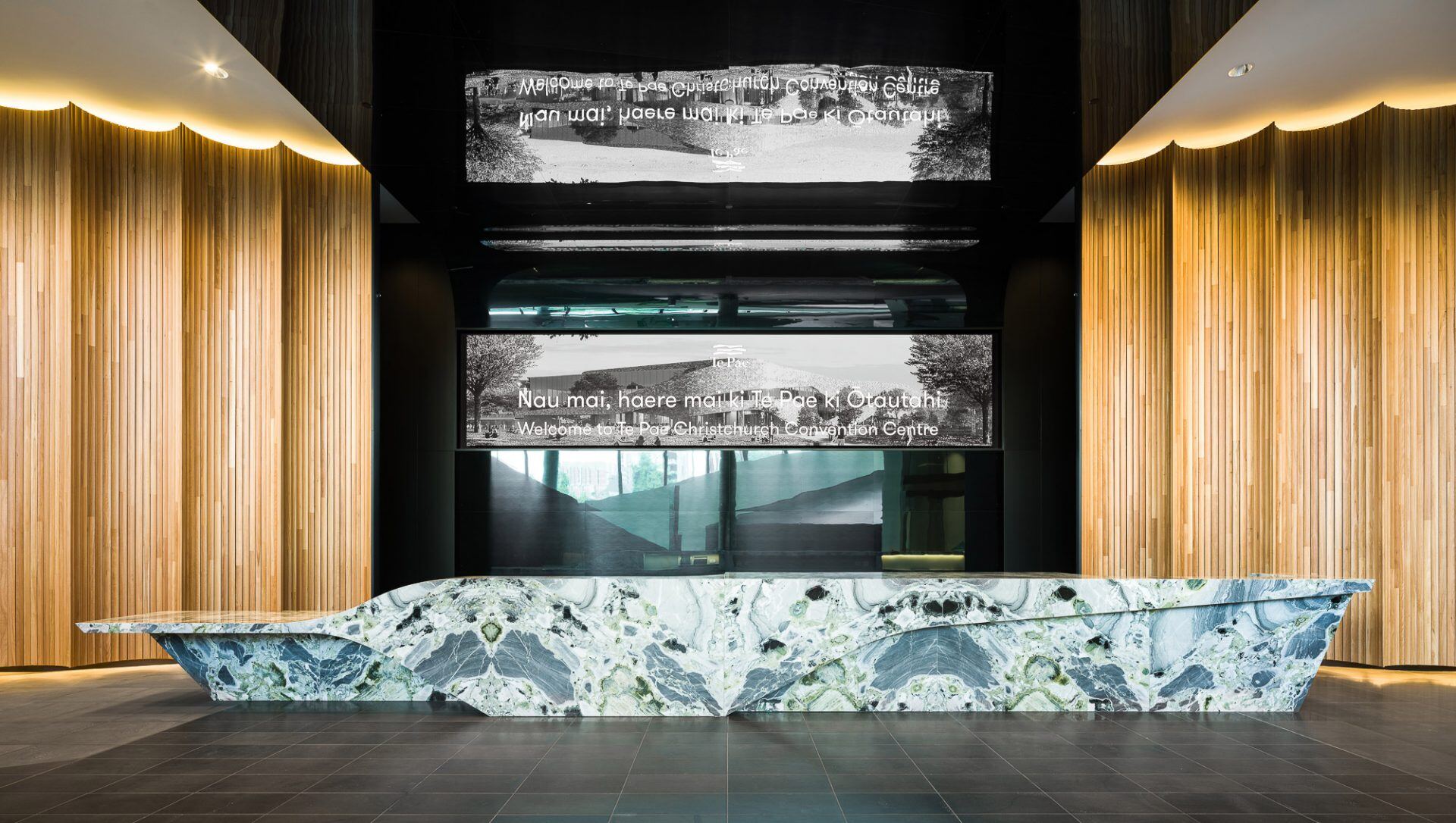 Te Pae Foyer featuring floor to ceiling Sculptform Concave sculptural wall